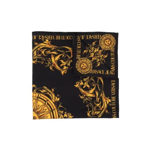 VERSACE JEANS COUTURE Silk Scarf Women's Black/Yellow