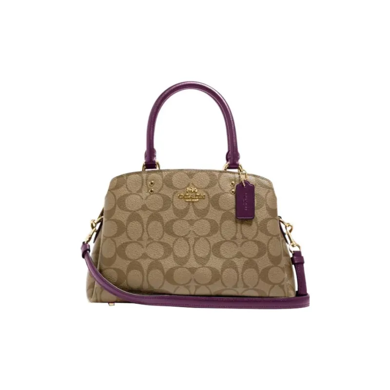COACH Lillie Coated Canvas With Smooth Leather Detail Shoulder Bag Crossbody Bag Handbag Mini Women's Brown-0