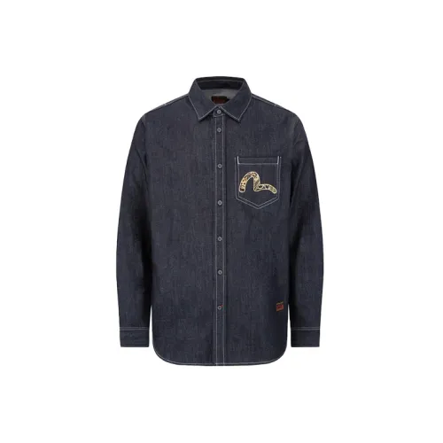 EVISU Shirts Men Denim Blue