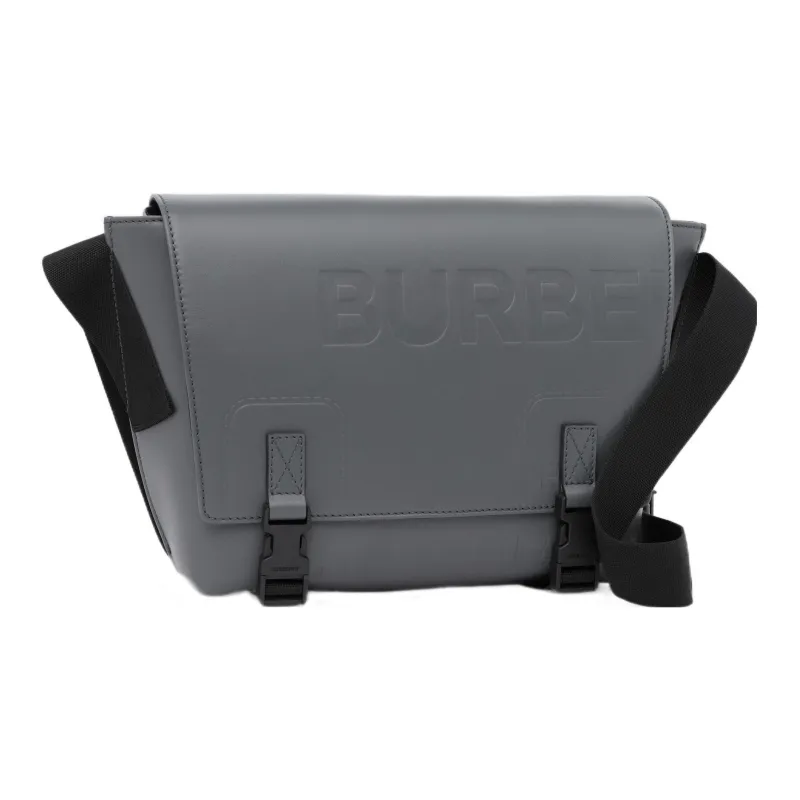 Burberry Horseferry Calfskin Messenger Bag Shoulder Bag Crossbody Bag Small Size Men's Gray-1