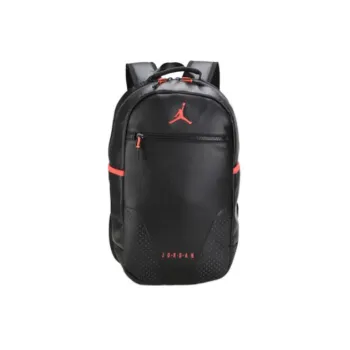 Jordan Polyester With Leather Backpack Unisex Black Red
