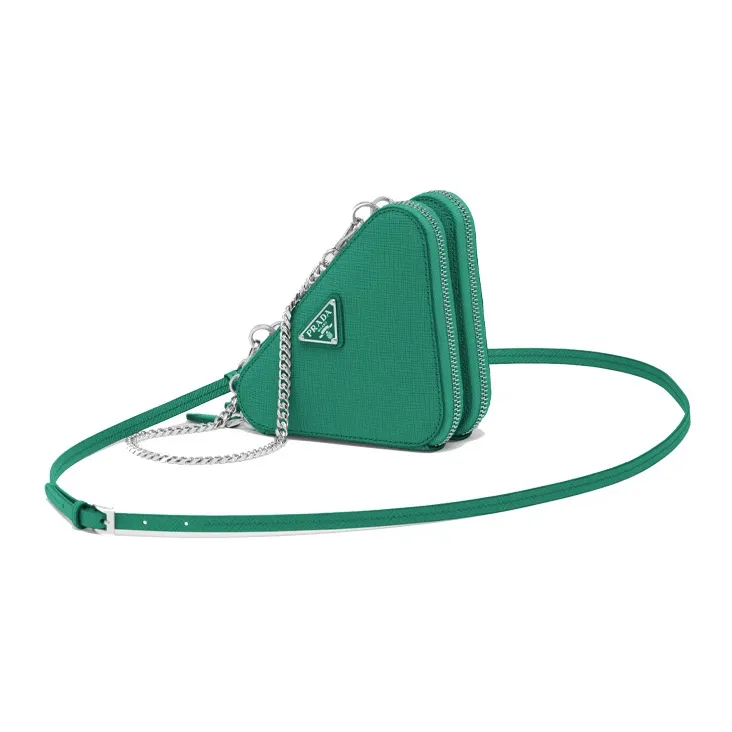 PRADA Saffiano Leather One Shoulder Crossbody Clutches Mini Women's Mango Green-0