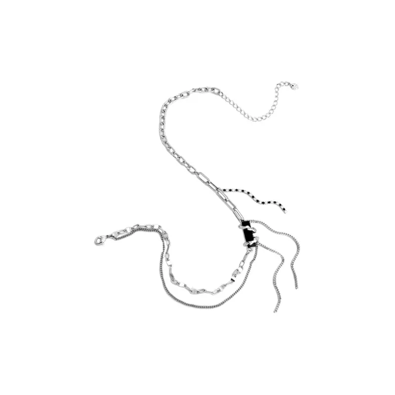 MAGICPOLE Necklaces Women's Silver Confined Fringe Collarbone Chain-2