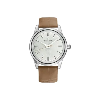 GRAND SEIKO Mechanical Movement Genuine Leather Strap Watch Unisex Silver Dial SBGW281G