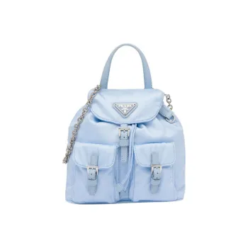 PRADA Re Nylon Fabric With Leather Backpack Mini Women's Sky Blue