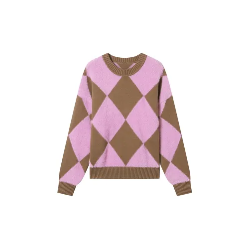 DIALOGUE Sweaters Women's Pink Colorblock Diamond