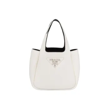 PRADA Leather Basket Bag Handbag Women's White