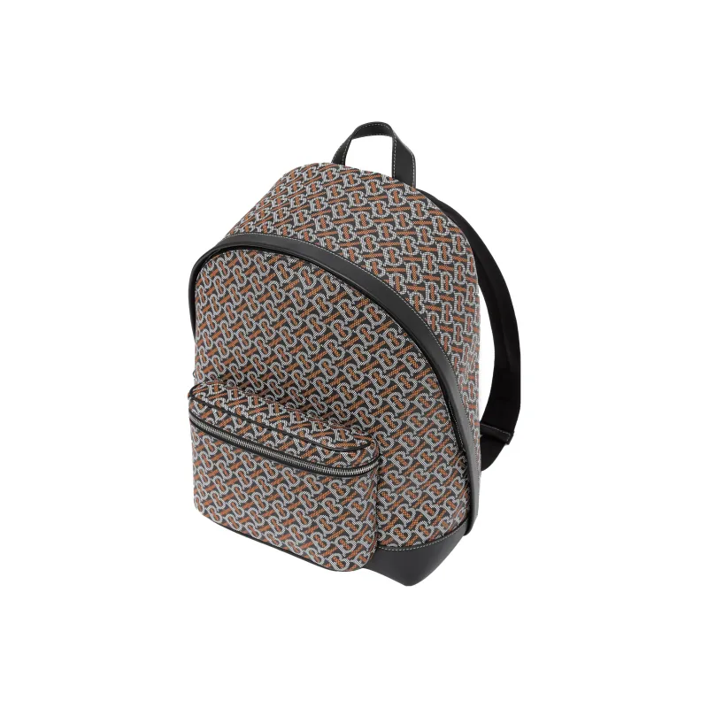 Burberry Monogram Leather Backpack Men's Black/Orange-3