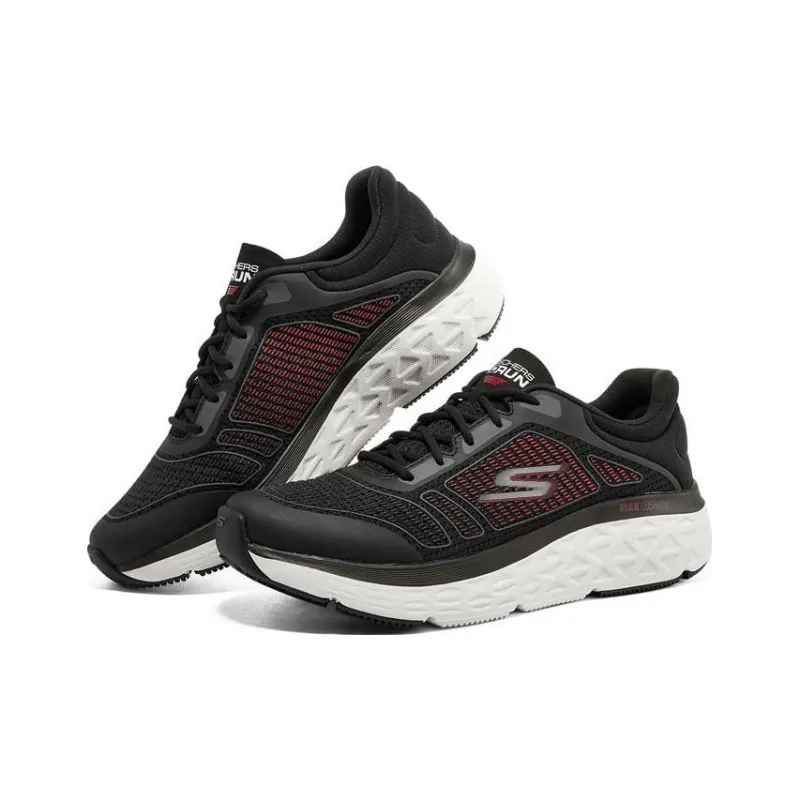 Skechers Max Cushioning Cushioned Wear-Resistant Breathable Lightweight Low-Top Running Shoes Men's Black Red-2