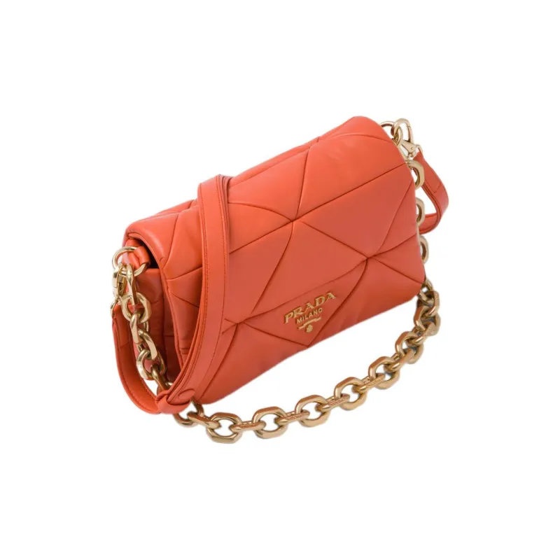 PRADA Soft Sheep Leather Portable Crossbody Bag Shoulder Bag Women's Orange-1