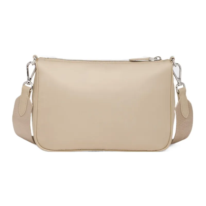PRADA Saffiano Leather Detail Shoulder Bag Crossbody Bag Women's Beige-2