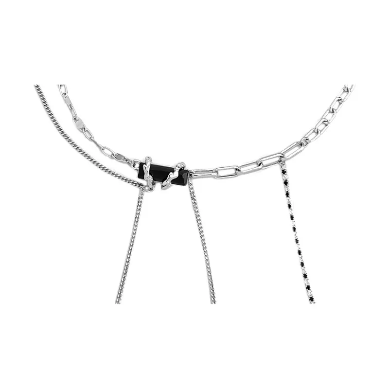 MAGICPOLE Necklaces Women's Silver Confined Fringe Collarbone Chain-1