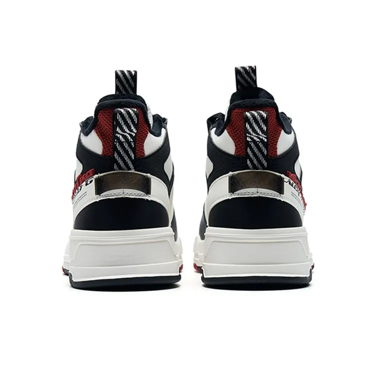 XTEP Thermal Slip Resistant High Top Skateboard Shoes Men's White Black-3