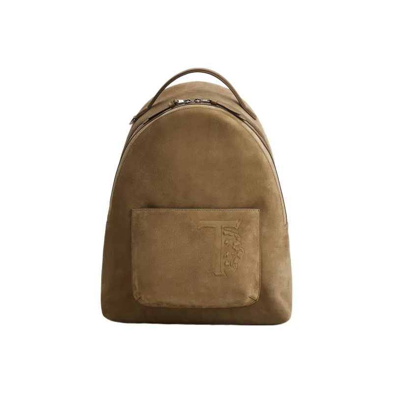 TOD'S Suede Leather Backpack Medium Size Men's Brown-0