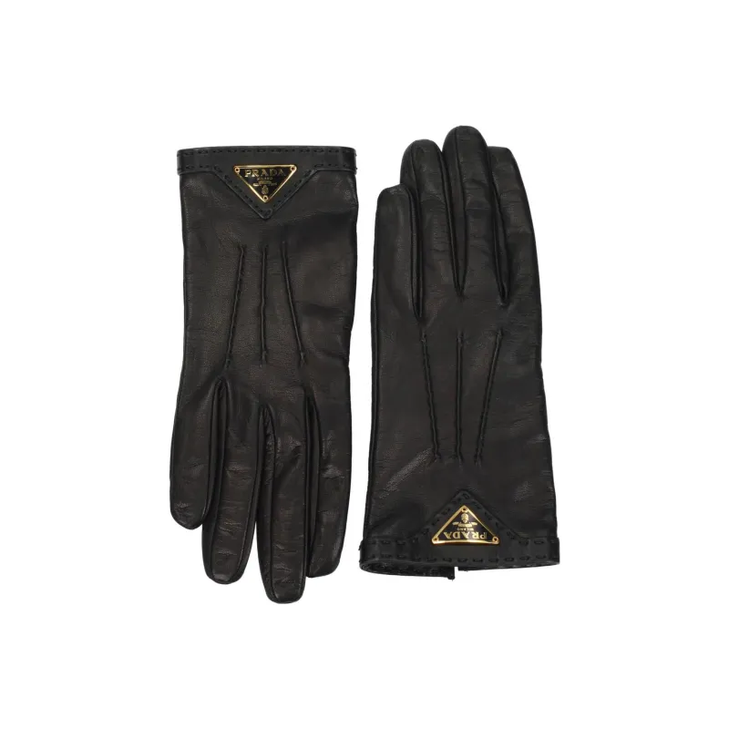 PRADA Leather Gloves Women's Black-0