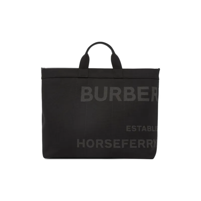Burberry Horseferry Nylon Tote Bag Shopping Bag Shoulder Bag Crossbody Bag Handbag Regular Men's Black-0