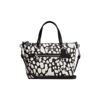 COACH Gallery Coated Canvas With Smooth Leather Shoulder Bag Crossbody Bag Handbag Mini Women's Black & White
