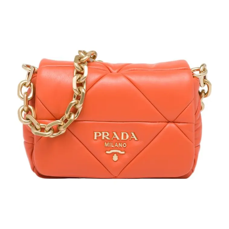 PRADA Leather Portable Crossbody Bag Shoulder Bag Women's Orange-0