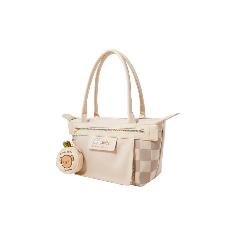 Miffy Nylon Tote Bag Shopping Bag Handbag Shoulder Bag Women's White/Brown-1