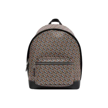 Burberry Monogram Leather Backpack Men's Black/Orange