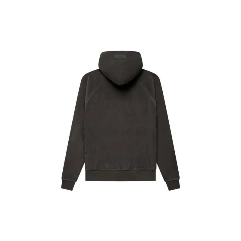 Fear Of God Essentials FW22 Women'ss Velour Hoodie Off Black Sweatshirt Women's Gray Black-1