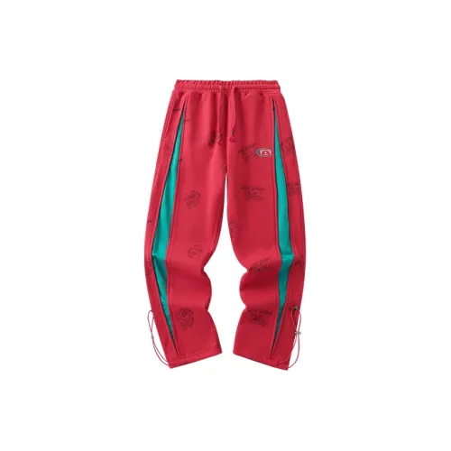 LAMLICKA Knitted Sweatpants Unisex Red