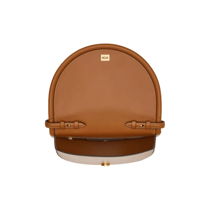 FERRAGAMO AURA Cow Leather Crescent Bag, Shoulder Bag, Crossbody Bag, Handbag Regular Women's Brown-4