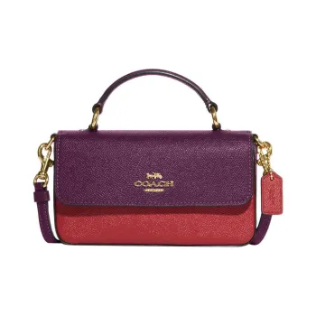 COACH Cross Grain Leather Handbag, Shoulder Bag, Crossbody Bag Mini Women's Purple & Red