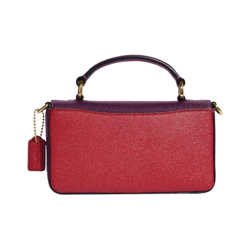 COACH Cross Grain Leather Handbag, Shoulder Bag, Crossbody Bag Mini Women's Purple & Red-1