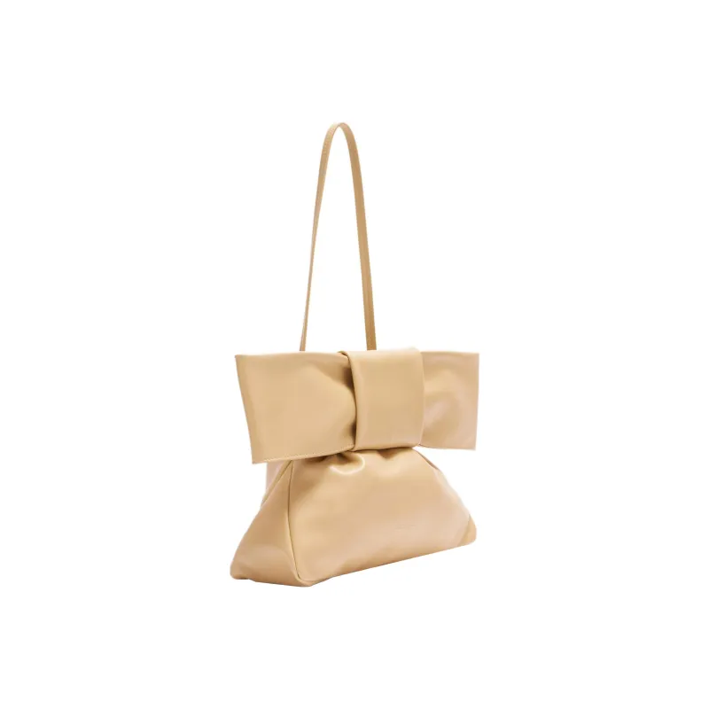 JIL SANDER Lambskin One Shoulder Handbag Clutch Medium Size Women's Beige-1