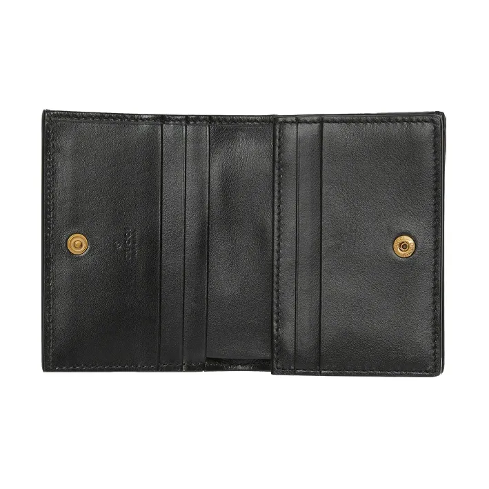GUCCI GG Matelassé Leather Clutch Card Holder Wallet Trumpets Women's Black-3
