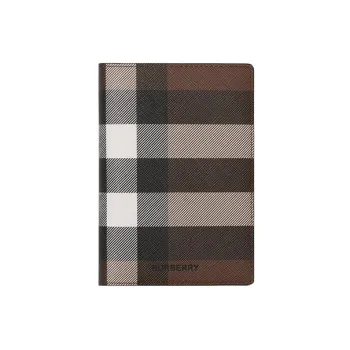 Burberry Leather Patchwork Passport Holder Men's Dark Birch Brown