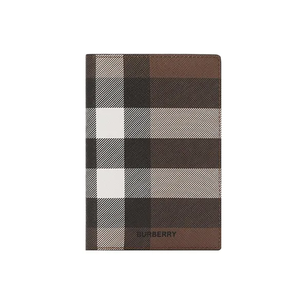 Burberry Leather Patchwork Passport Holder Men's Dark Birch Brown-1