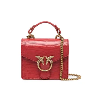 PINKO Cow Leather Flying Bird Swallow Bag Shoulder Bag Crossbody Bag Handbag Regular Women's Gemstone Red