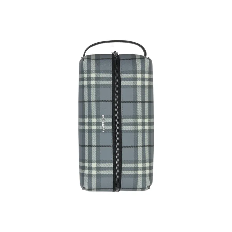 Burberry Vintage Check Print Wash Bag Light Grey-3