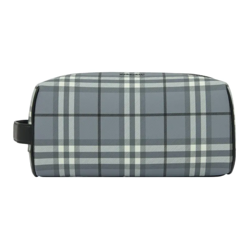 Burberry Vintage Check Print Wash Bag Light Grey-0