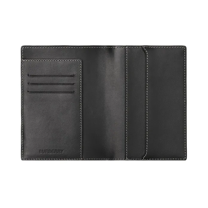 Burberry Leather Patchwork Passport Holder Men's Dark Birch Brown-3