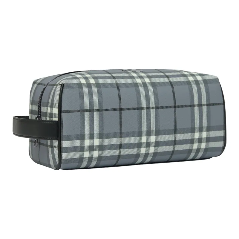 Burberry Vintage Check Print Wash Bag Light Grey-2