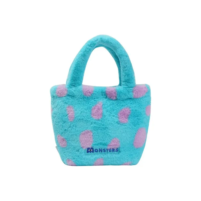 POTDEMIEL Rabbit Fur Handbag Regular Unisex Blue-3