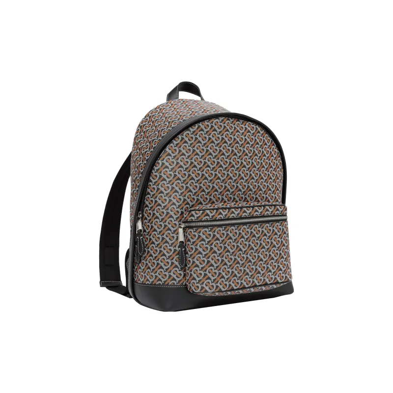 Burberry Monogram Leather Backpack Men's Black/Orange-1