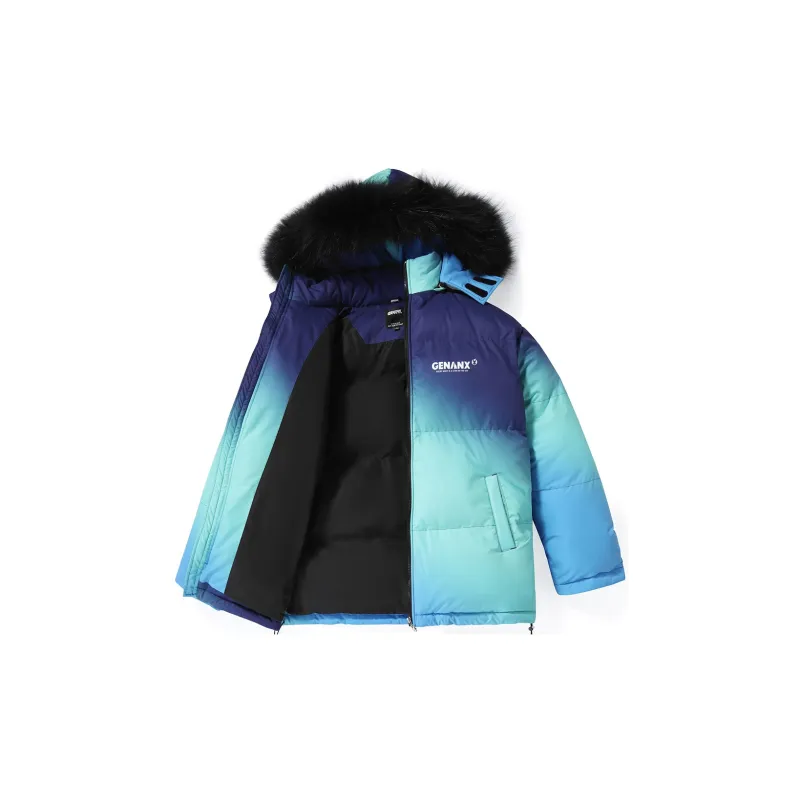 GENANX Gradient Stand Collar Loose Fit Puffer Jacket Unisex-2