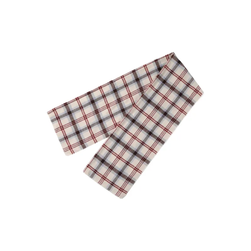 XXOFF Knit Scarves Unisex Red Brown Plaid-2