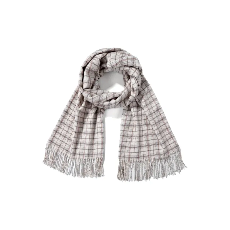 XXOFF Knit Scarves Unisex Apricot Brown Plaid-1