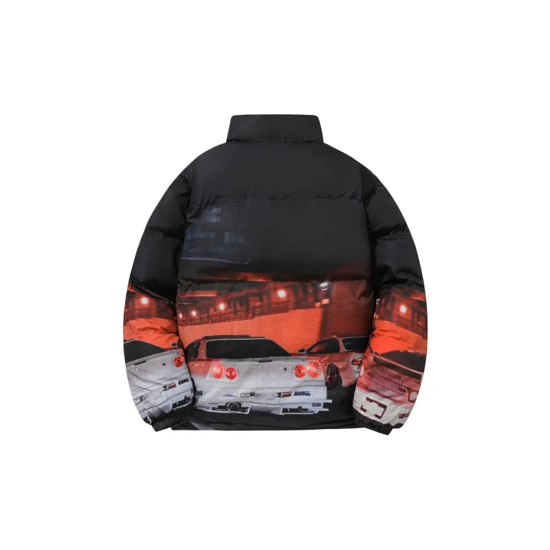 HELIPORT Letter Stand Collar Loose Fit Thickened Puffer Jacket Unisex Black-1