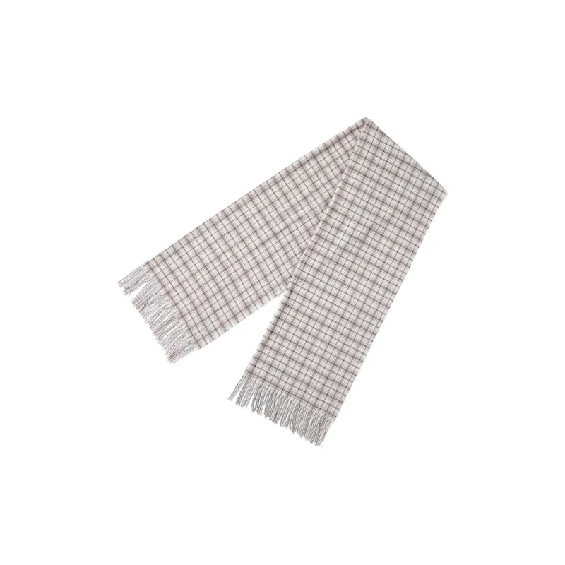 XXOFF Knit Scarves Unisex Apricot Brown Plaid-2