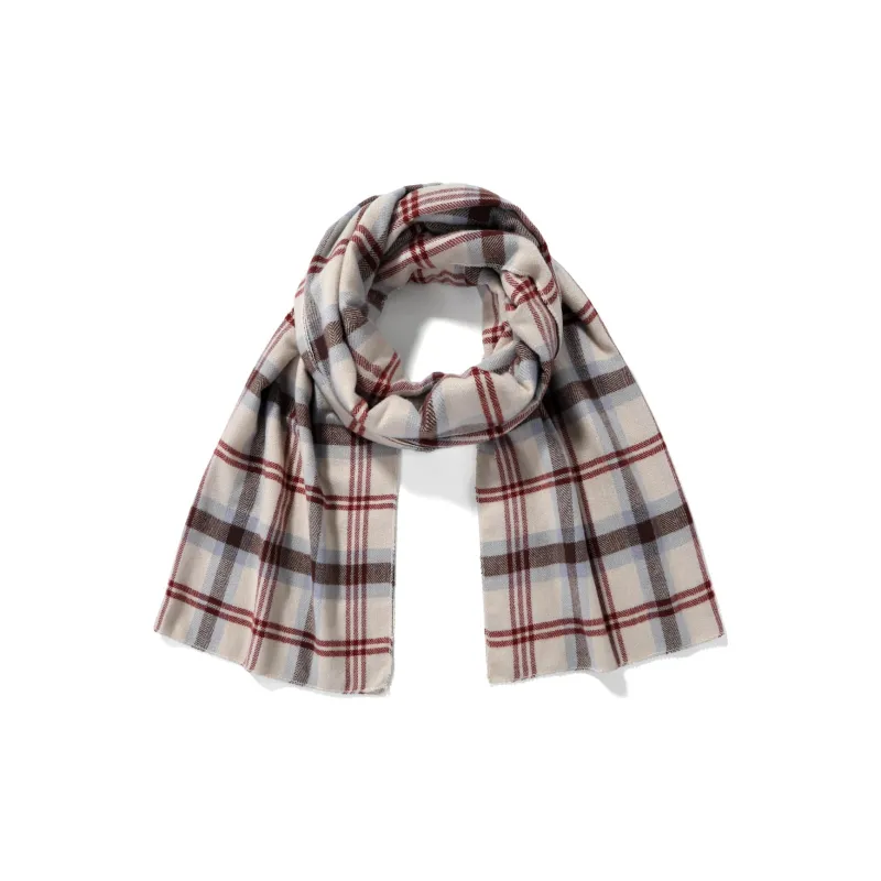XXOFF Knit Scarves Unisex Red Brown Plaid-1