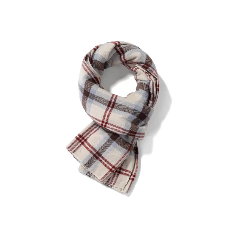 XXOFF Knit Scarves Unisex Red Brown Plaid-0