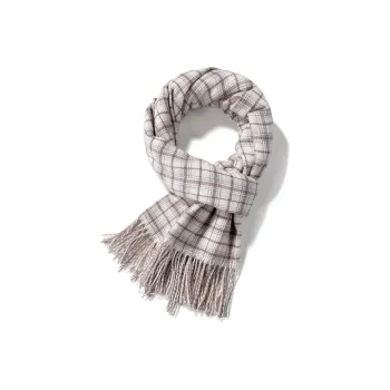 XXOFF Knit Scarves Unisex Apricot Brown Plaid