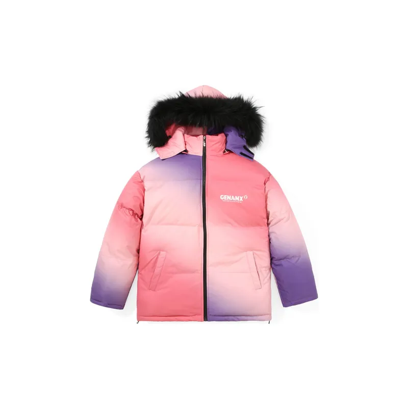 GENANX Gradient Stand Collar Loose Fit Puffer Jacket Unisex-7
