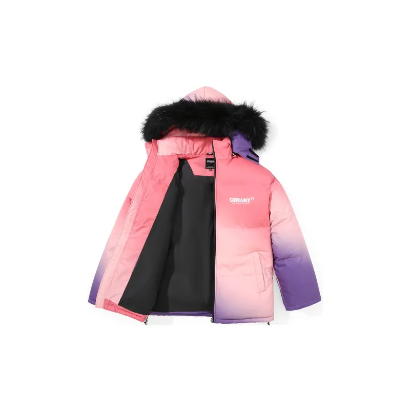 GENANX Gradient Stand Collar Loose Fit Puffer Jacket Unisex-8